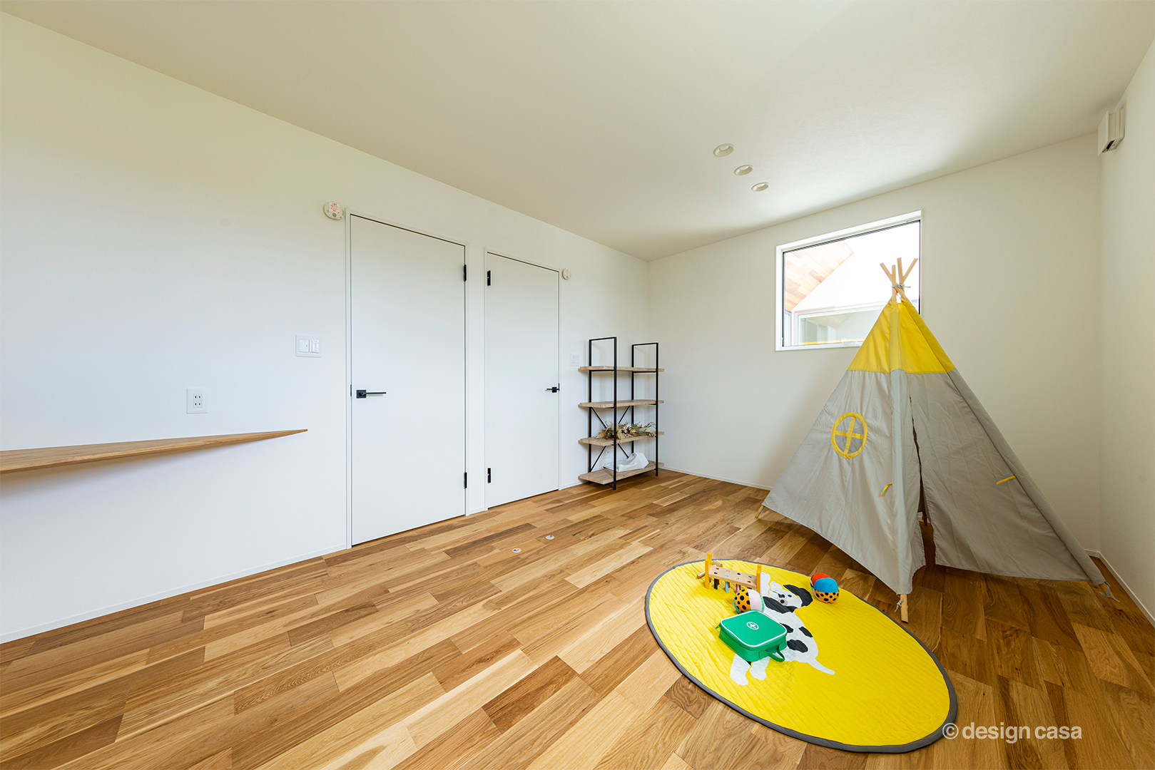 将来２部屋に分けられるよう建築家に設計された平屋の注文住宅の子供部屋